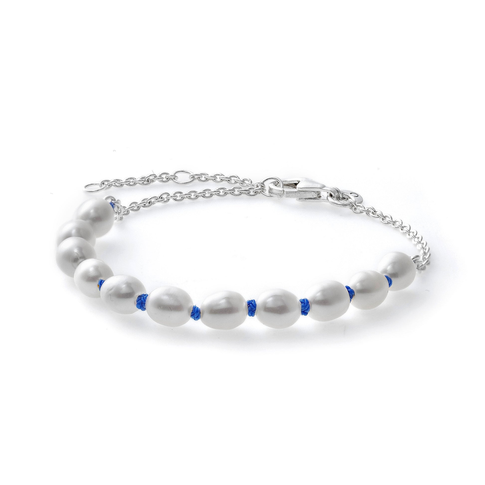 PANDORA JEWELS Mod. TREATED FRESHWATER CULTURED PEARL BLUE CORD - Size 18 ***SPECIAL PRICE***-0