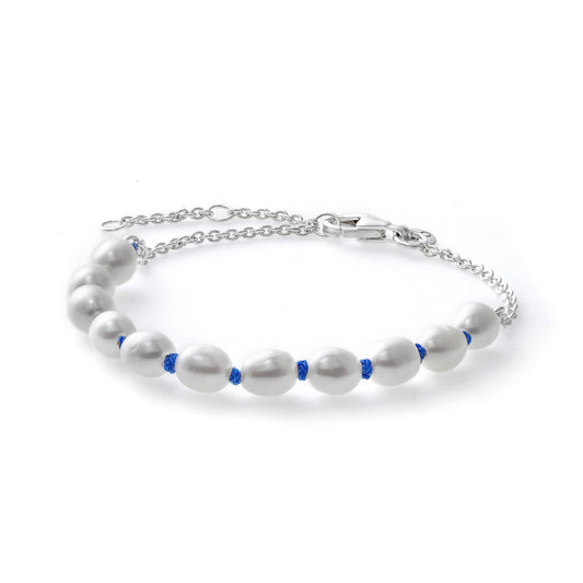 PANDORA JEWELS Mod. TREATED FRESHWATER CULTURED PEARL BLUE CORD - Size 18 ***SPECIAL PRICE***-0