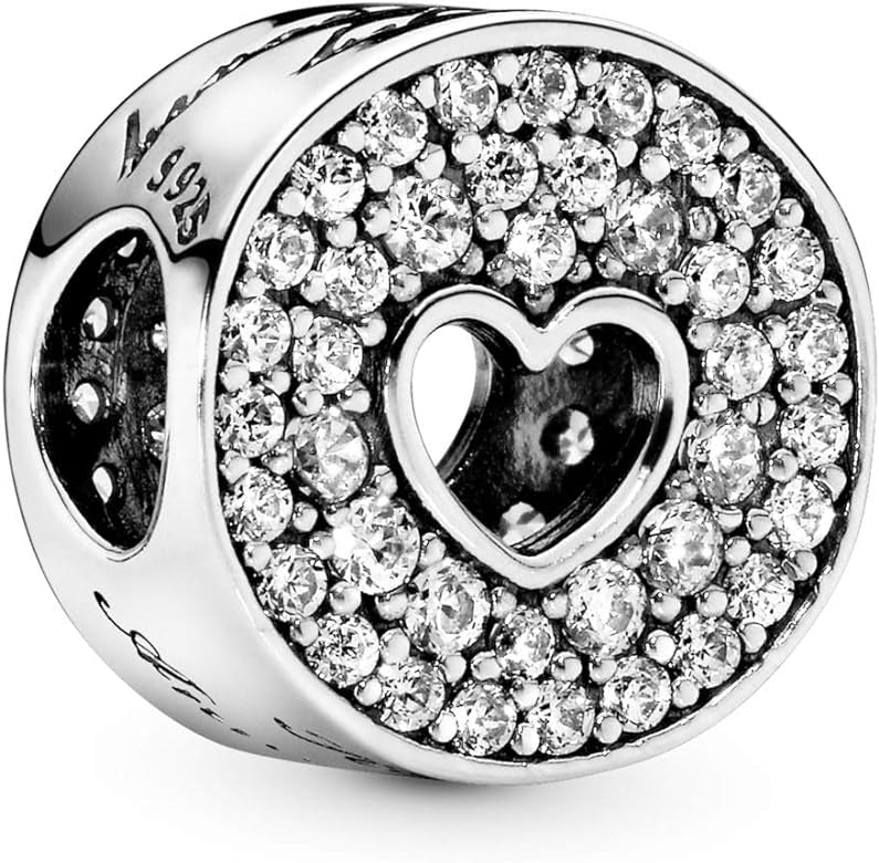 PANDORA CHARMS Mod. PAVE' & HEART ANNUVERSARY - Silver