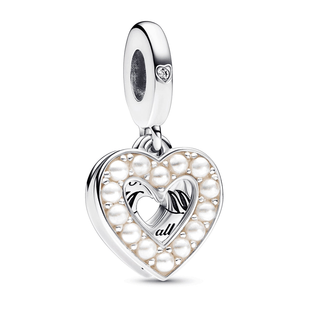 PANDORA CHARMS Mod. PEARLESCENT WHITE HEART DOUBLE - Default Title