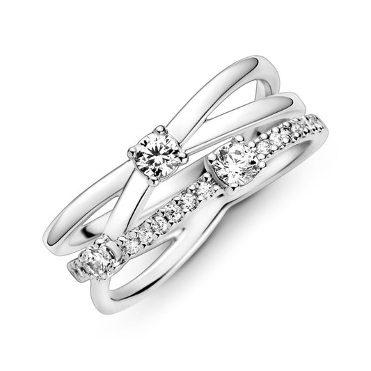 PANDORA JEWELS Mod. SPARKLING TRIPLE BAND - RING - Size 52 ***SPECIAL PRICE***-0