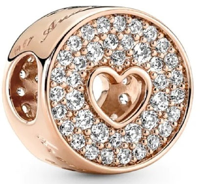 PANDORA CHARMS Mod. PAVE' & HEART ANNUVERSARY - Bronze