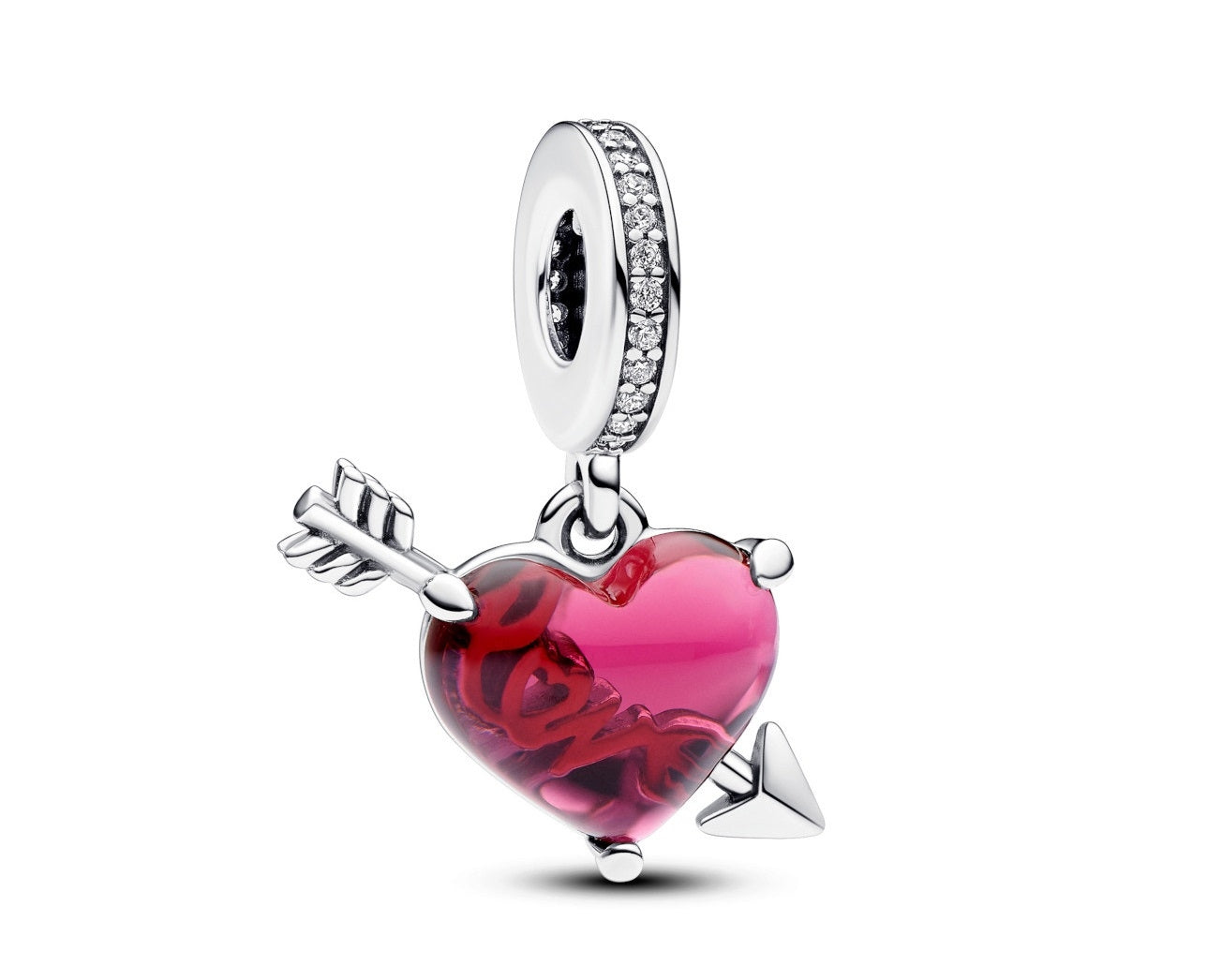 PANDORA CHARMS Mod. RED HEART & ARROW MURANO GLASS - Default Title