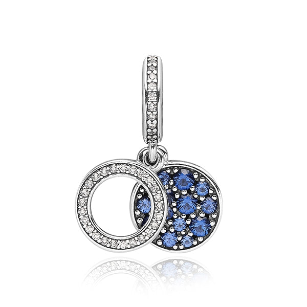 PANDORA CHARMS Mod. SPARKLING BLUE DISC DOUBLE DANGLE - Default Title