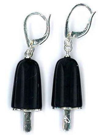 AMBROSINI JEWELS -  ORECCHINI ARGENTO 925°  ghiacciolo finitura bianca pietra nera medi (21x14 mm)-0