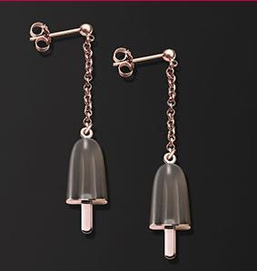 AMBROSINI JEWELS -  ORECCHINI ARGENTO 925°  ghiacciolo finitura rosé pietra marrone piccoli (14x8mm)-0